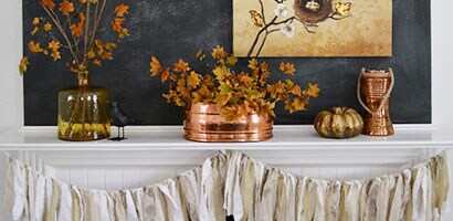 Decoración otoñal para la repisa de la chimenea